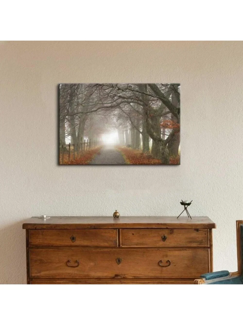 Stunning Fall Canvas Print - Misty Morning Footpath Wall Art, Ready to Hang